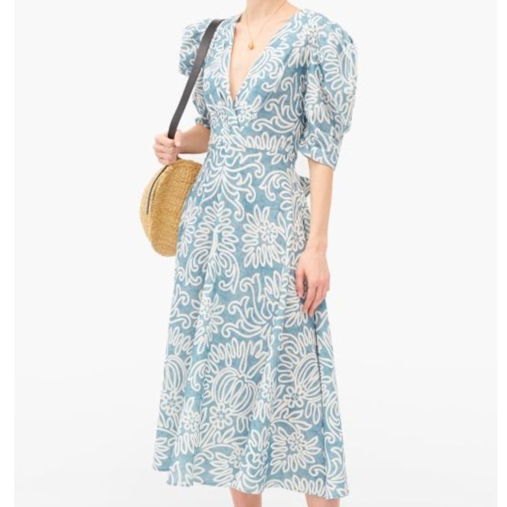D'ascoli Dasha Floral Print Cotton-Khadi Midi Dress